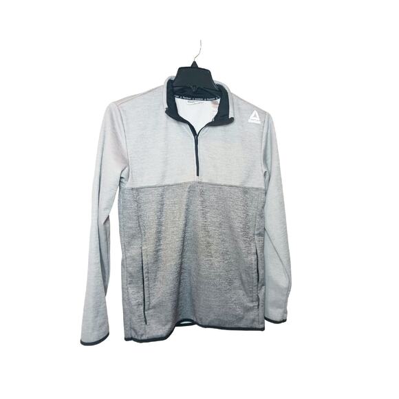 Reebok Mens Long Sleeve 1/4 Zip Pullover Gray Sweatshirt Fleece Lined‎ Small - Picture 1 of 3
